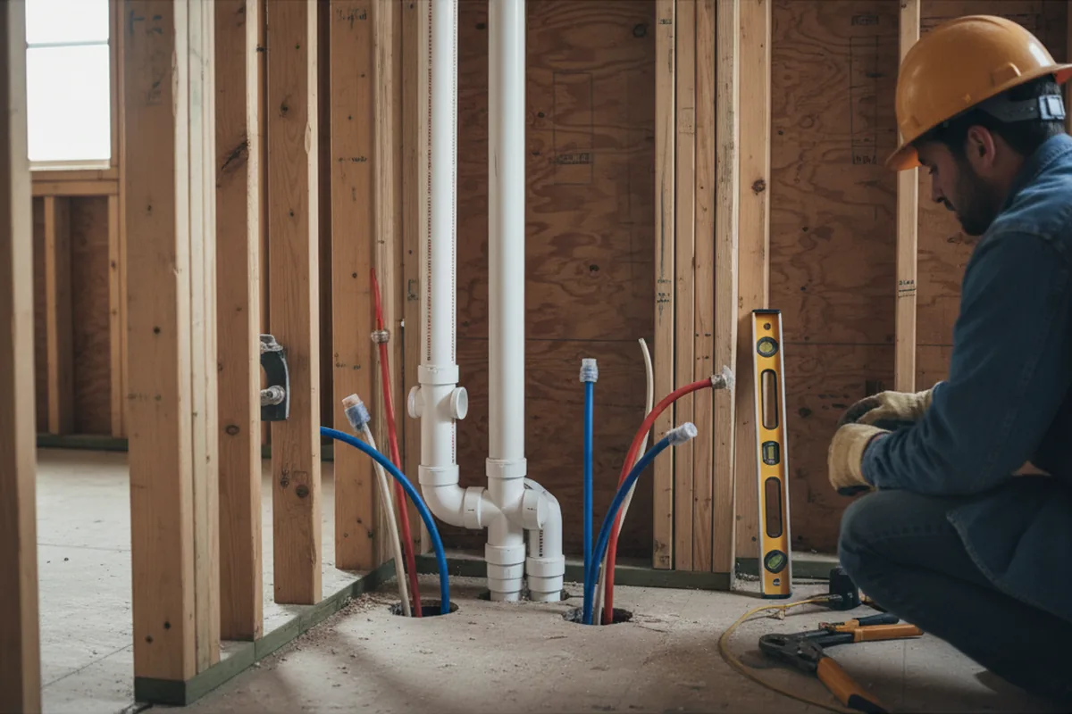 Drain and supply rough-in during Toilet Repair and Installation in New Hartford