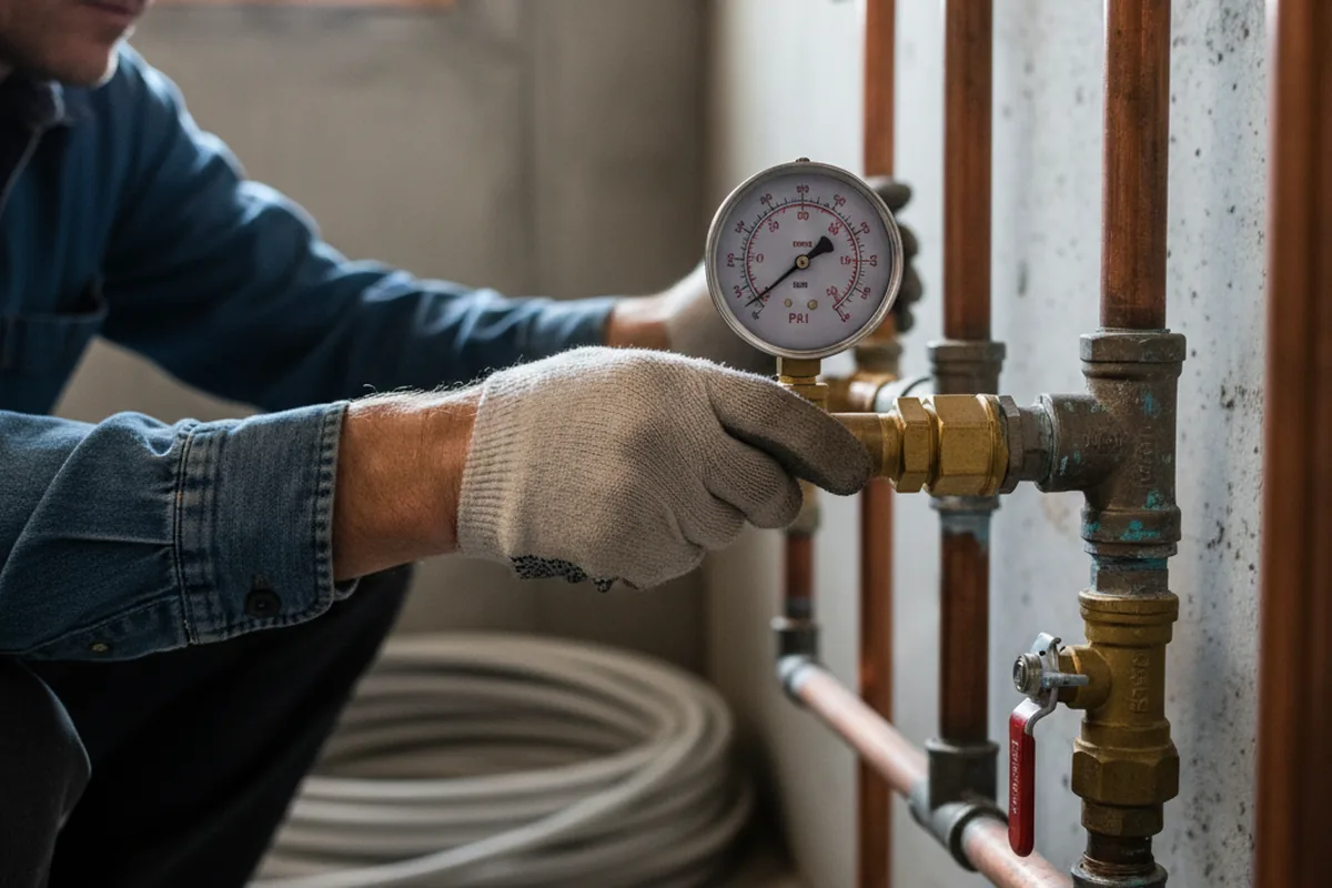 Pressure testing a repaired line during Water Line Repair in New Hartford